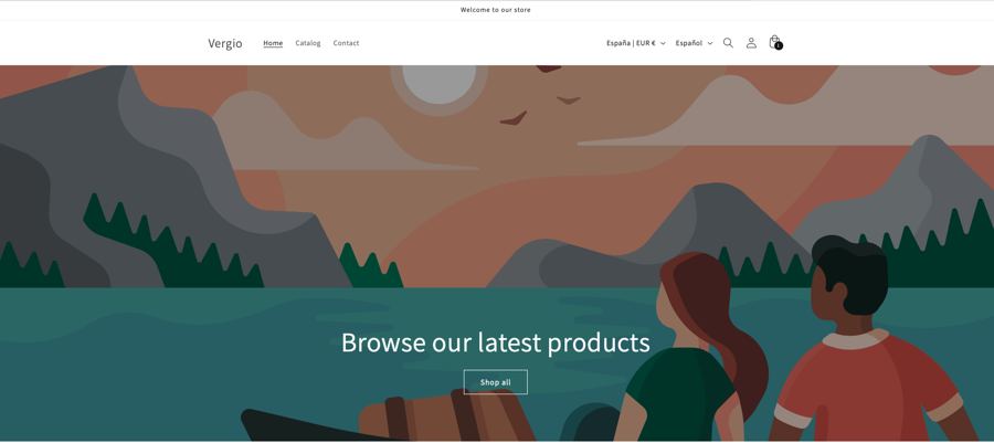 Tienda Vergio con la plantilla de Shopify sin personalizar